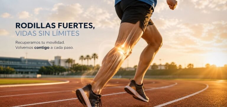 Atleta corriendo al aire libre representando la recuperación y salud de la rodilla tras una lesión del ligamento cruzado anterior